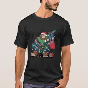 Bigfoot Christmas Tree Tangled Funny Holiday Sasqu T-Shirt
