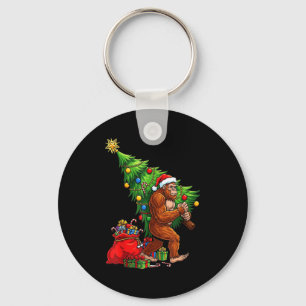 Bigfoot Christmas Tree Xmas Lights Funny Sasquatch Key Ring