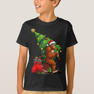 Bigfoot Christmas Tree Xmas Lights Funny Sasquatch T-Shirt