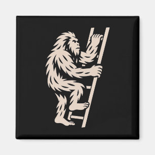Bigfoot Climbing Ladder Funny Cryptid Sasquatch Lo Magnet