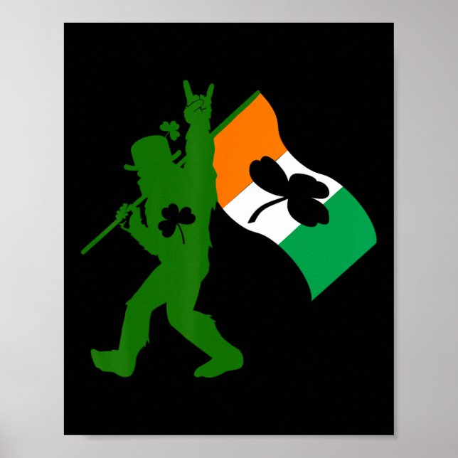 Bigfoot Clover Leaf St Patricks Day Irish Sasquatc Poster (Front)