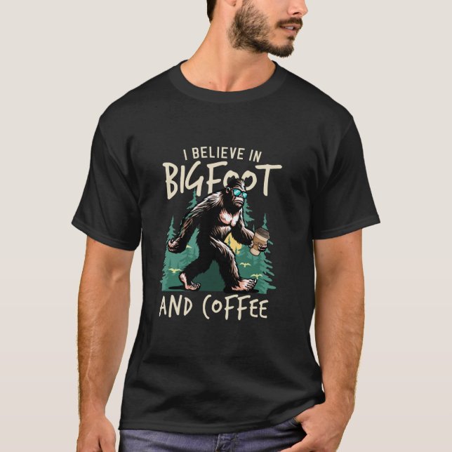Bigfoot Coffee Drinking Lover Sasquatch Coffee Mug T-Shirt (Front)