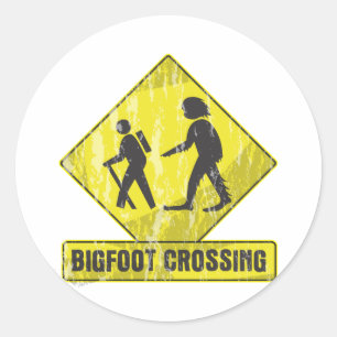 Bigfoot Crossing Classic Round Sticker