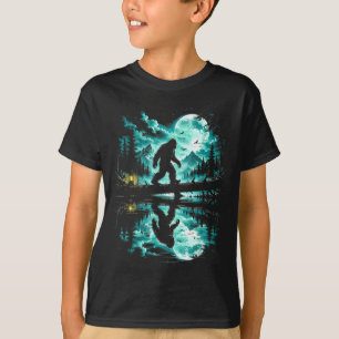 Bigfoot crossing reflection forest trees outdoor T-Shirt