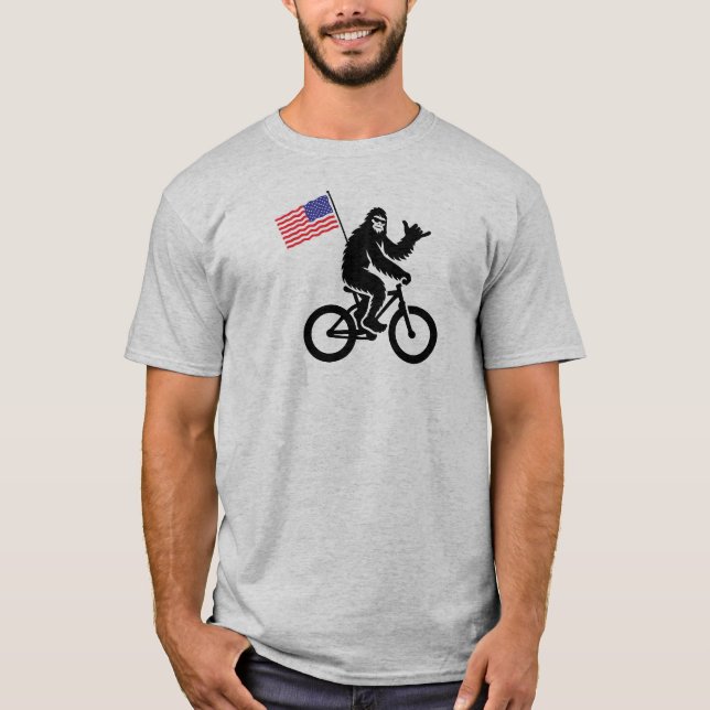Bigfoot Cycling American Flag T-Shirt (Front)