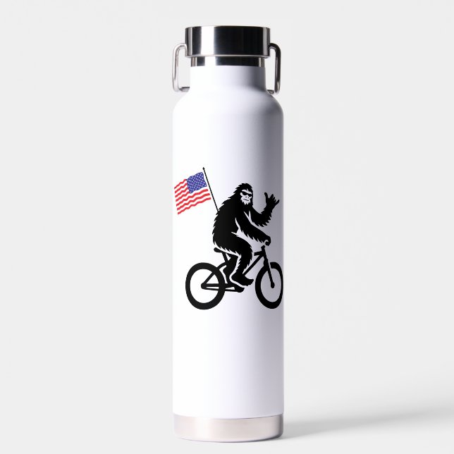 Bigfoot Cycling American Flag Water Bottle (Front)