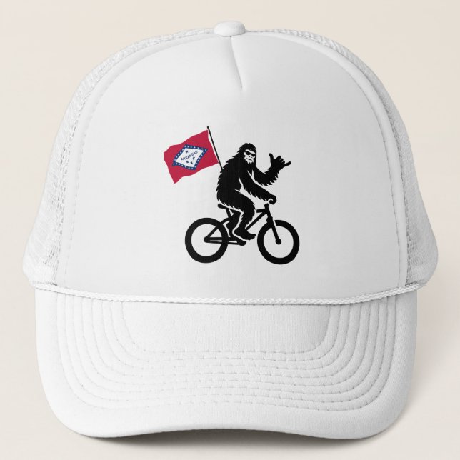 Bigfoot Cycling Arkansas Flag Trucker Hat (Front)