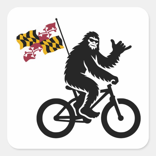 Bigfoot Cycling Maryland Flag Square Sticker (Front)