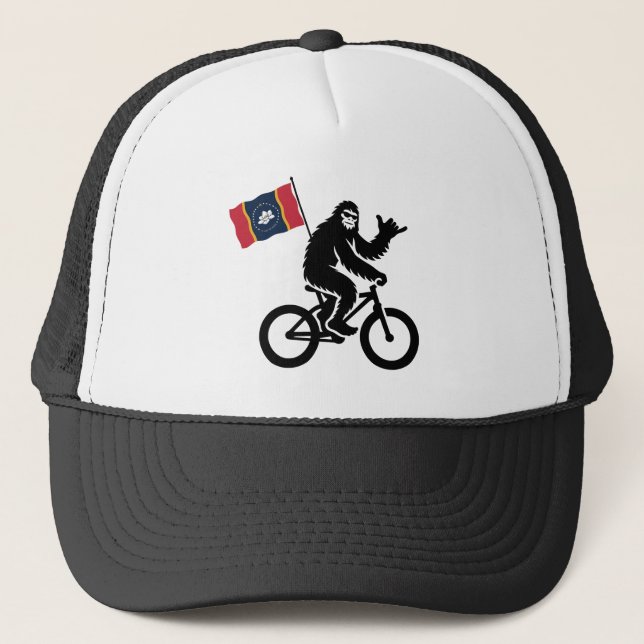 Bigfoot Cycling Mississippi Flag Trucker Hat (Front)