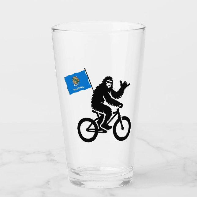 Bigfoot Cycling Oklahoma Flag Glass (Front)