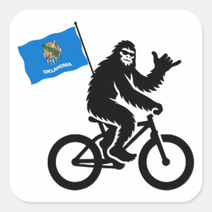 Bigfoot Cycling Oklahoma Flag Square Sticker