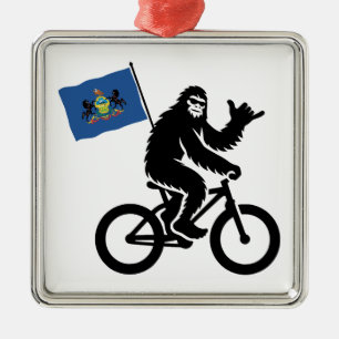 Bigfoot Cycling Pennsylvania Flag Metal Tree Decoration