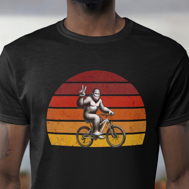Bigfoot Cycling Retro sunset Silhouette for Bikers T-Shirt (Creator Uploaded)