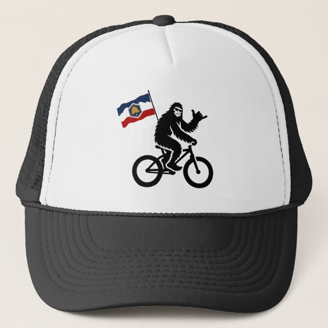 Bigfoot Cycling Utah Flag Trucker Hat (Front)