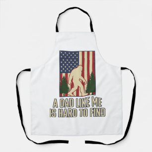 Bigfoot Dad Vintage American Flag Shirt Design_1 Apron
