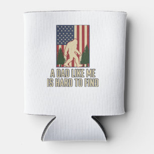 Bigfoot Dad Vintage American Flag Shirt Design_1 Can Cooler