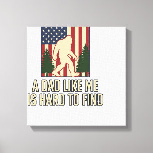 Bigfoot Dad Vintage American Flag Shirt Design_1 Canvas Print