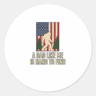 Bigfoot Dad Vintage American Flag Shirt Design_1 Classic Round Sticker