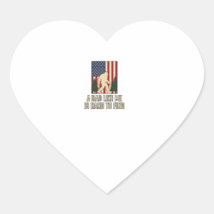 Bigfoot Dad Vintage American Flag Shirt Design_1 Heart Sticker