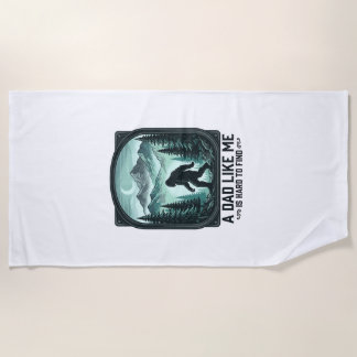 Bigfoot Dad Vintage Engraving Funny Father Shirt D Beach Towel