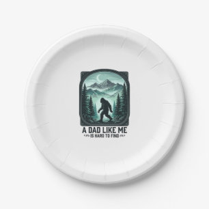 Bigfoot Dad Vintage Engraving Funny Father Shirt D Paper Plate