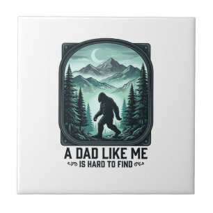 Bigfoot Dad Vintage Engraving Funny Father Shirt D Tile