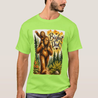 Bigfoot Dad Watercolor Sasquatch Father Forest T-Shirt