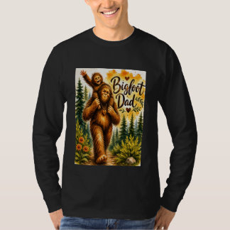 Bigfoot Dad Watercolor Sasquatch Father Forest T-Shirt