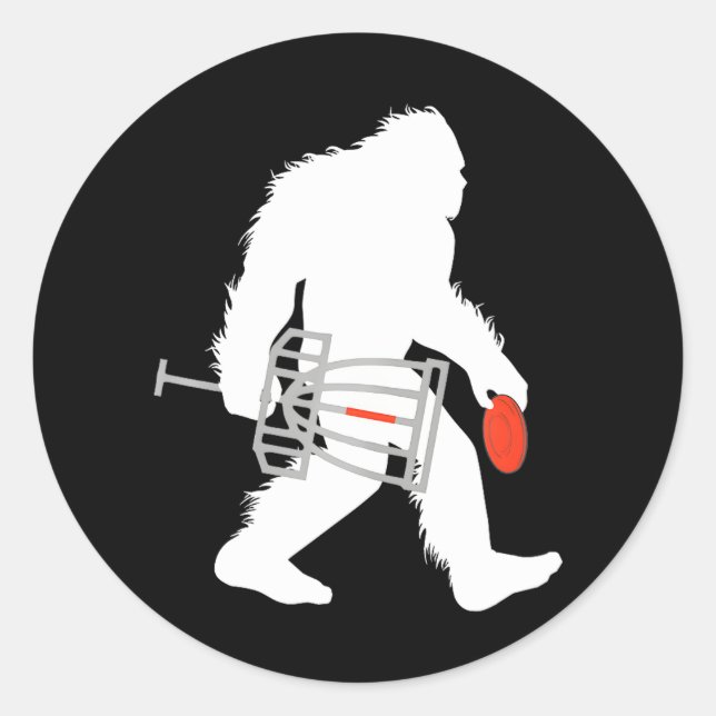 Bigfoot Disc Golf Cryptid Sasquatch Disc Golfer Classic Round Sticker (Front)