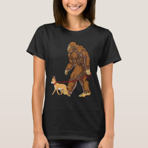 Bigfoot Dog Walk Chihuahua Funny Sasquatch Lovers  T-Shirt