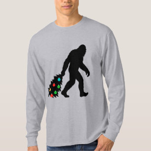 Bigfoot Dragging Christmas Tree T-Shirt