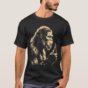 Bigfoot drinking beer funny sasquatch retro art T-Shirt