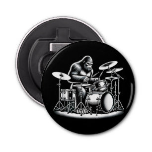 Bigfoot Drummer Sasquatch Playing Drums Musician B Bottle Opener