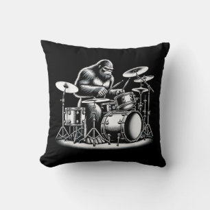 Bigfoot Drummer Sasquatch Playing Drums Musician B Cushion