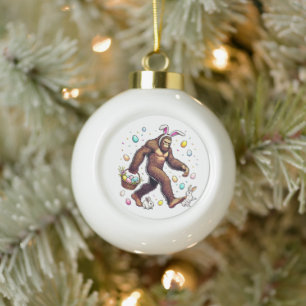Bigfoot Easter Day Funny Sasquatch Ceramic Ball Christmas Ornament
