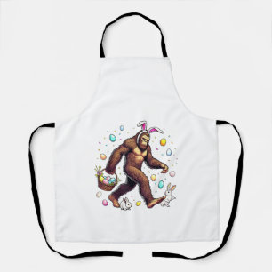 Bigfoot Easter Day Funny Sasquatch Cute Bunny East Apron