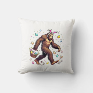 Bigfoot Easter Day Funny Sasquatch Cute Bunny East Cushion