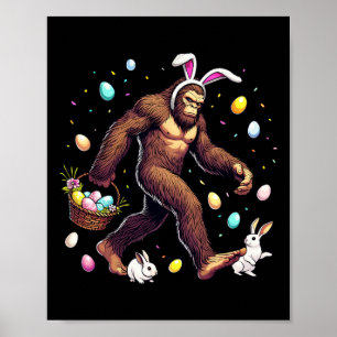 Bigfoot Easter Day Funny Sasquatch Cute Bunny East Poster