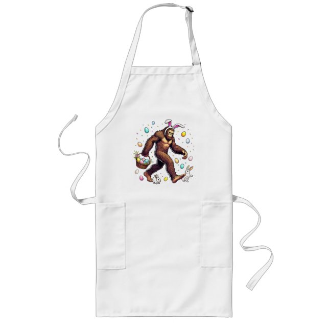 Bigfoot Easter Day Funny Sasquatch Long Apron (Front)