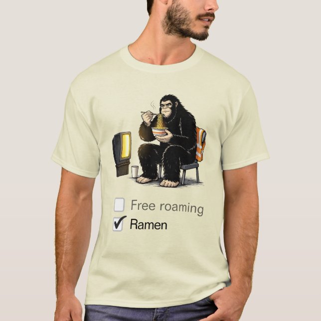 Bigfoot eats ramen T-Shirt (Front)