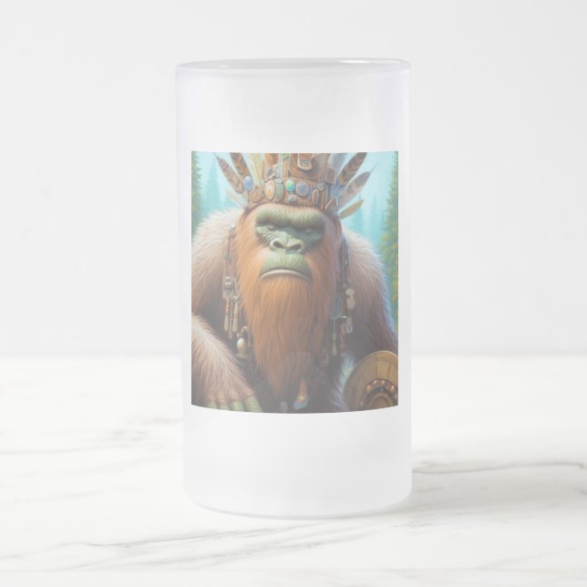 Bigfoot Eco Warrior Frosted Glass Beer Mug (Center)