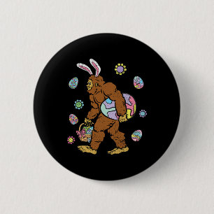Bigfoot Egg Hunting Easter Bunny Ears Spring Men W 6 Cm Round Badge