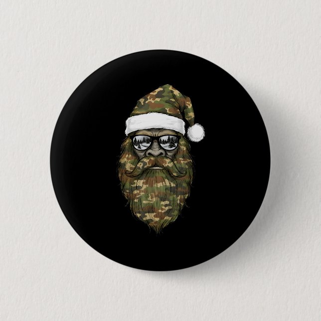 Bigfoot Face Sungles Santa Christmas Camo Xmas Sas 6 Cm Round Badge (Front)
