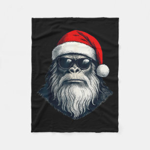 Bigfoot Face Sungles Santa Christmas Funny Xmas Sa Fleece Blanket