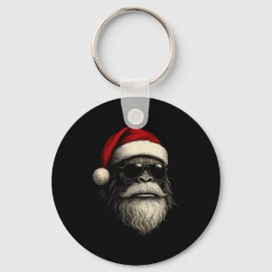 Bigfoot Face Sungles Santa Christmas Funny Xmas Sa Key Ring
