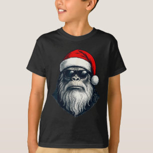 Bigfoot Face Sungles Santa Christmas Funny Xmas Sa T-Shirt