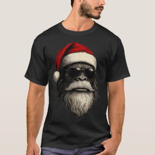 Bigfoot Face Sungles Santa Christmas Funny Xmas Sa T-Shirt