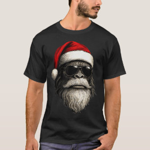 Bigfoot Face Sungles Santa Christmas Funny Xmas Sa T-Shirt
