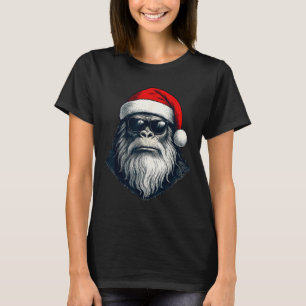 Bigfoot Face Sungles Santa Christmas Funny Xmas Sa T-Shirt