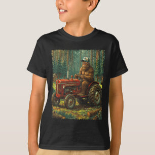 Bigfoot Farmer Driving Tractor Cool Farm Dad T-Shirt
